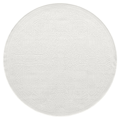 Fable 471 Ivory Abstract, Modern Round Rug