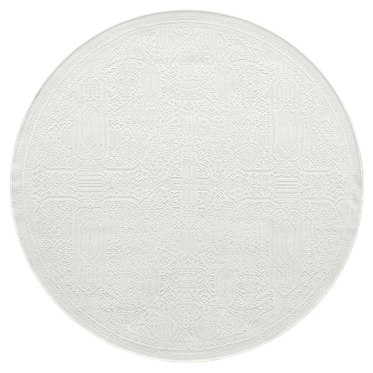 Fable 471 Ivory Abstract, Modern Round Rug