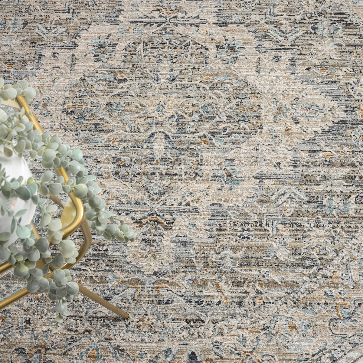 Aubrey 6753 Taupe Abstract, Traditional Round Rug