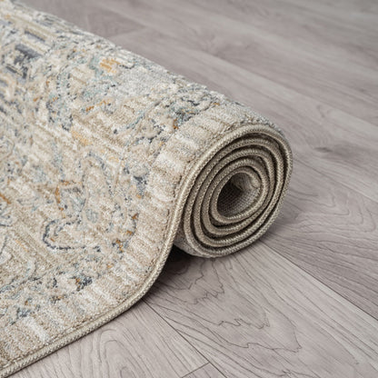 Aubrey 6753 Taupe Abstract, Traditional Hallway Runner