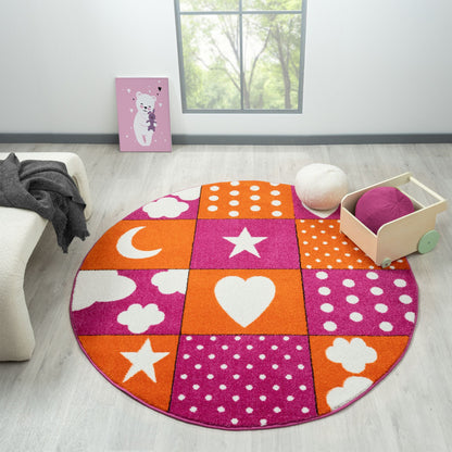 Kidsville 573 Pink Round Rug