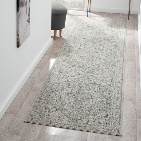 Aubrey 6753 Taupe Abstract, Traditional Hallway Runner
