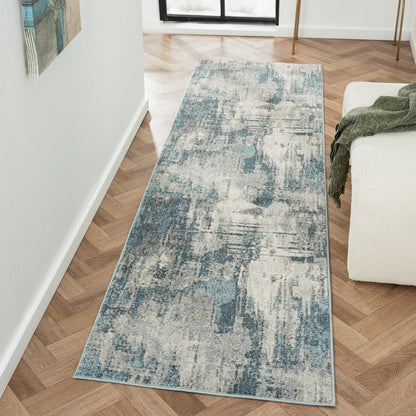 Canyon 516 Blue Abstract Hallway Runner