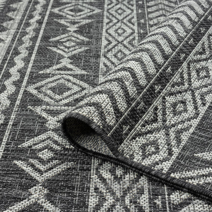 Alfresco 421 Charcoal Indoor Outdoor Indoor/Outdoor, Flatweave Hallway Runner