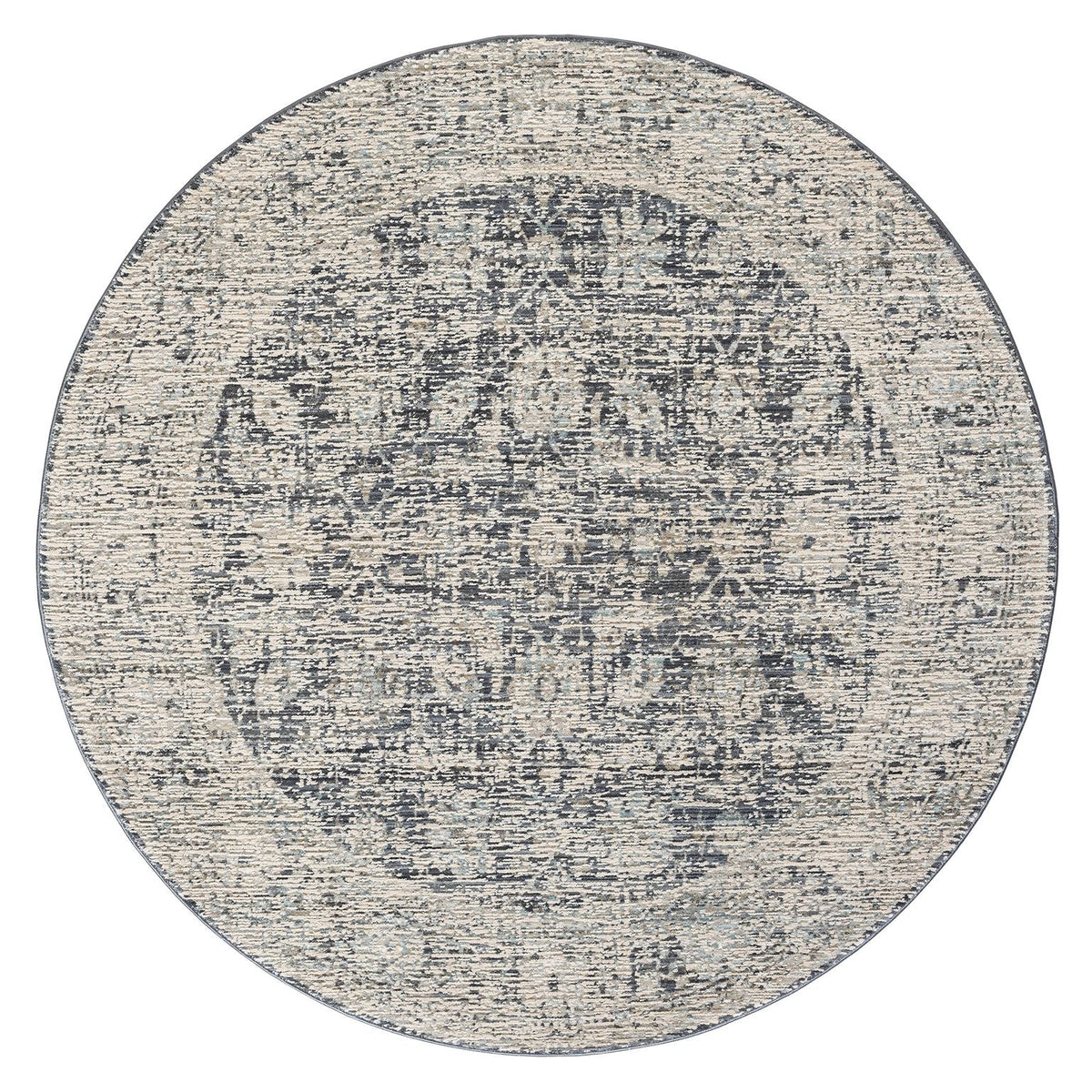 Aubrey 6739 Charcoal Abstract, Traditional Round Rug