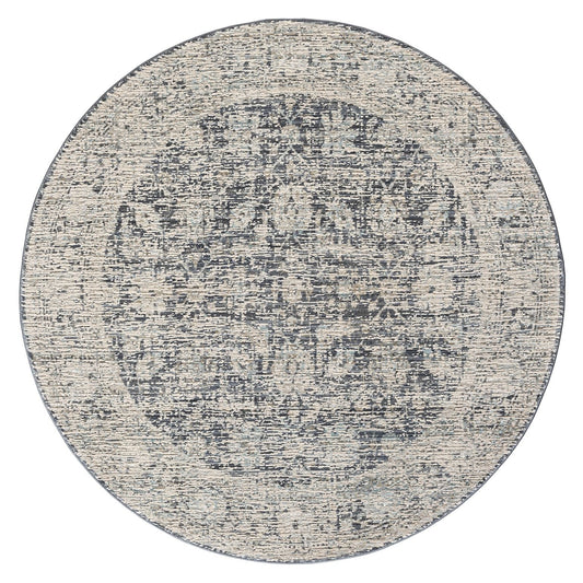 Aubrey 6739 Charcoal Abstract, Traditional Round Rug