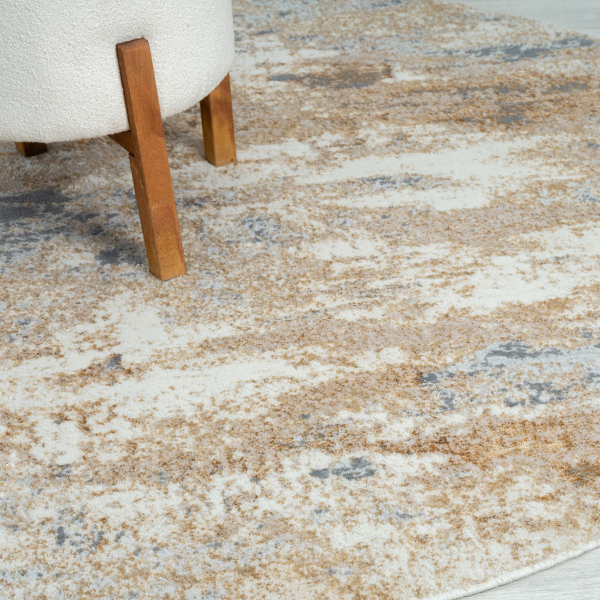 Amber 187 Taupe Abstract, Geometric Round Rug