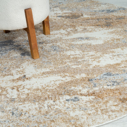 Amber 187 Taupe Abstract, Geometric Round Rug