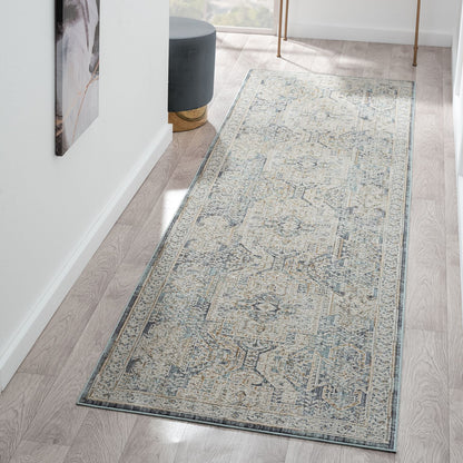 Aubrey 6752 Charcoal Abstract, Traditional Hallway Runner