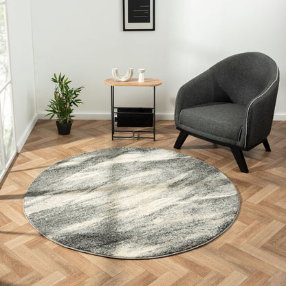 Astor 483 Ash Abstract Round Rug