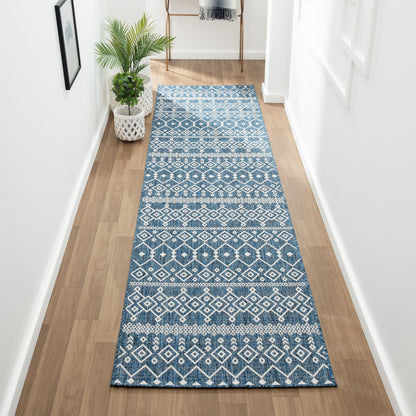 Patio 452 Ocean Indoor Outdoor Indoor/Outdoor, Flatweave Hallway Runner