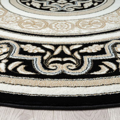 Royal 523 Black Traditional, Classic Round Rug