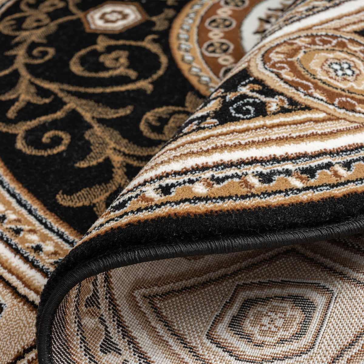 Estate 511 Black Traditional, Classic Round Rug