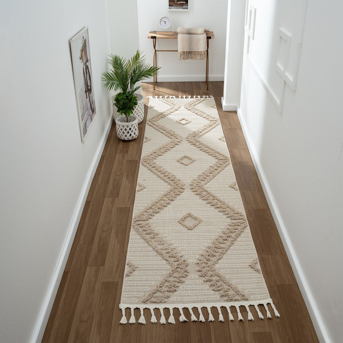 Cottage 545 Taupe Geometric Hallway Runner