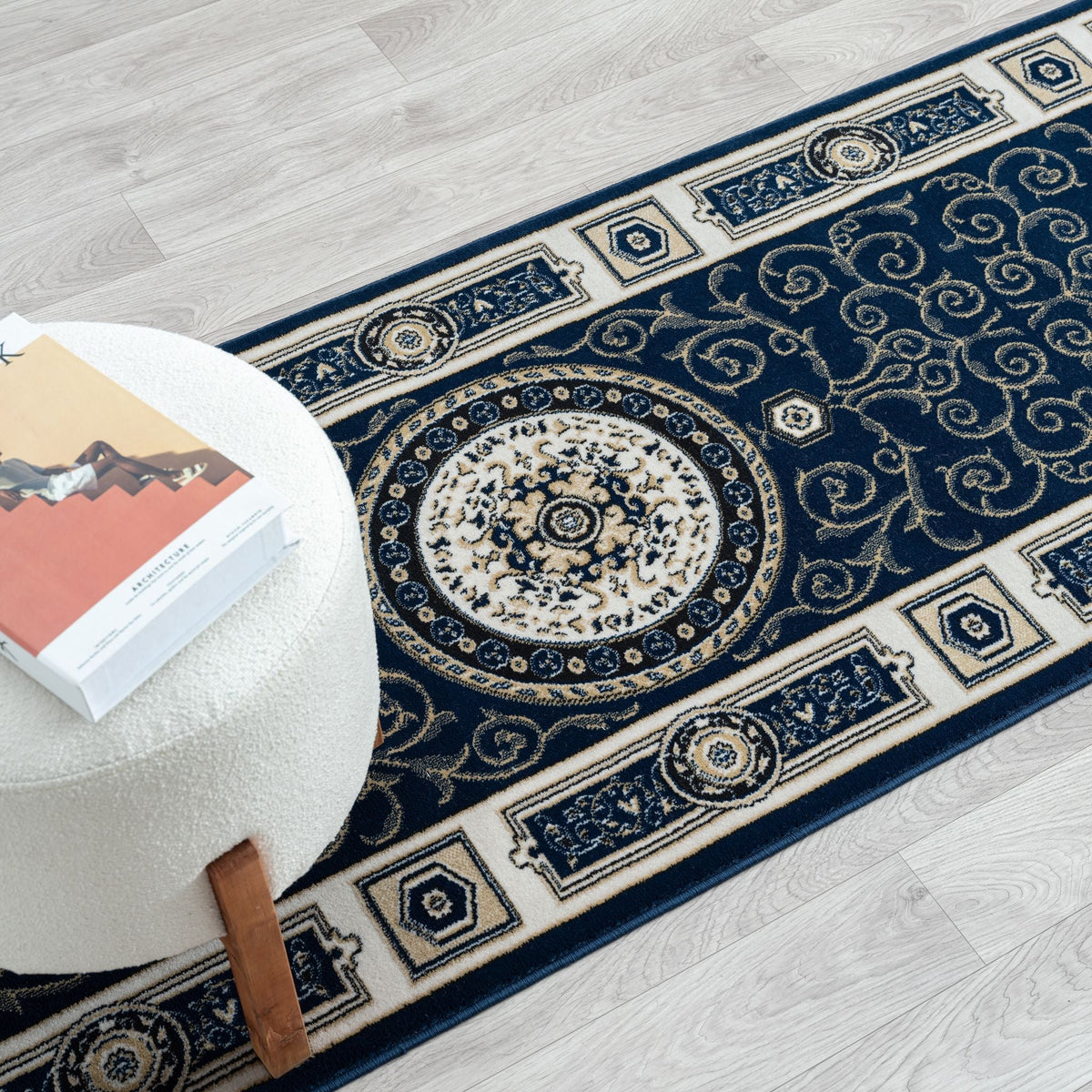 Estate 511 Navy Traditional, Classic Hallway Runner