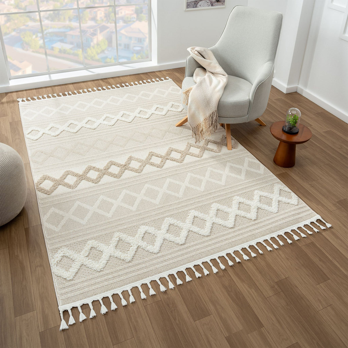 Cottage 542 Fawn Geometric Rug