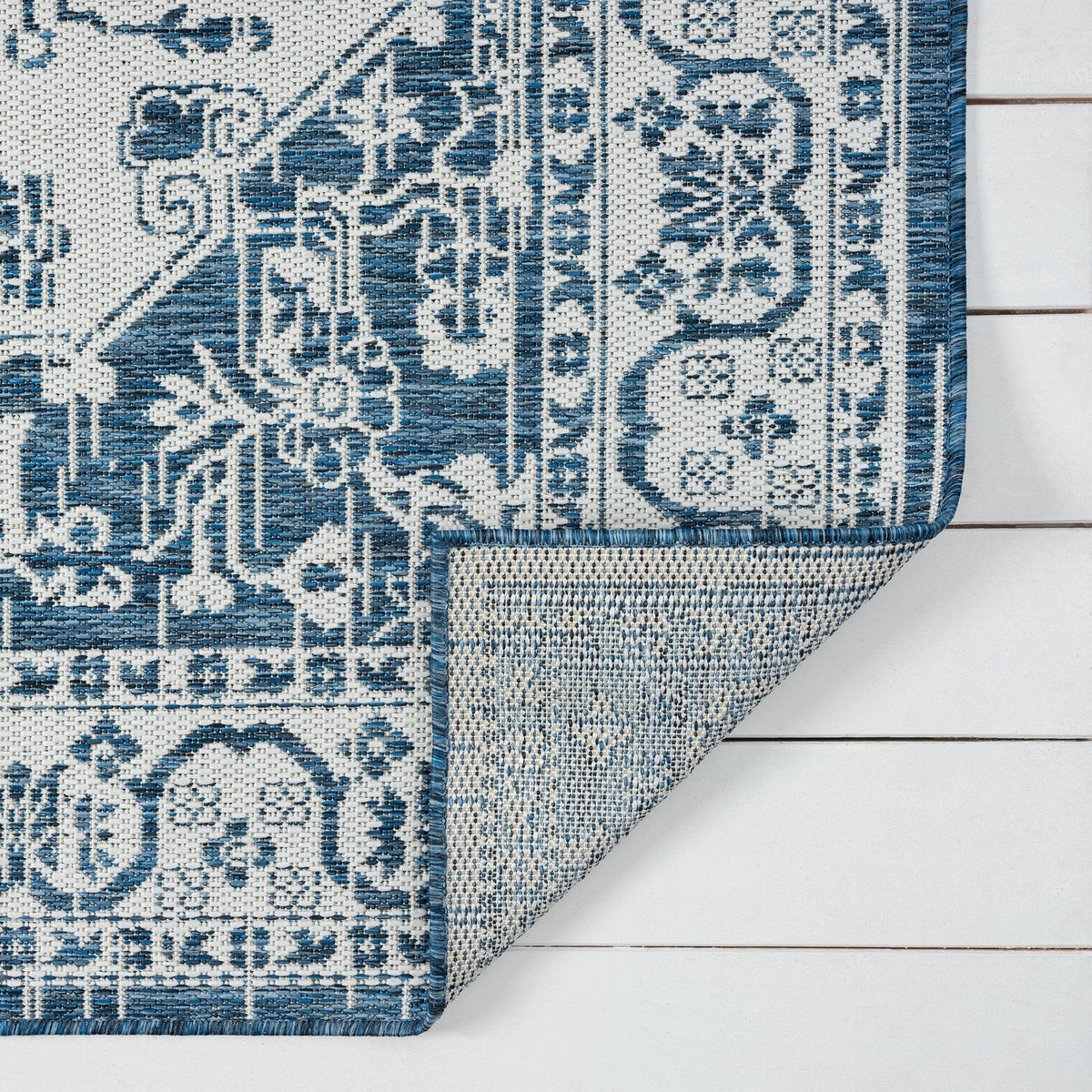 Patio 455 Denim Indoor Outdoor Indoor/Outdoor, Flatweave Hallway Runner