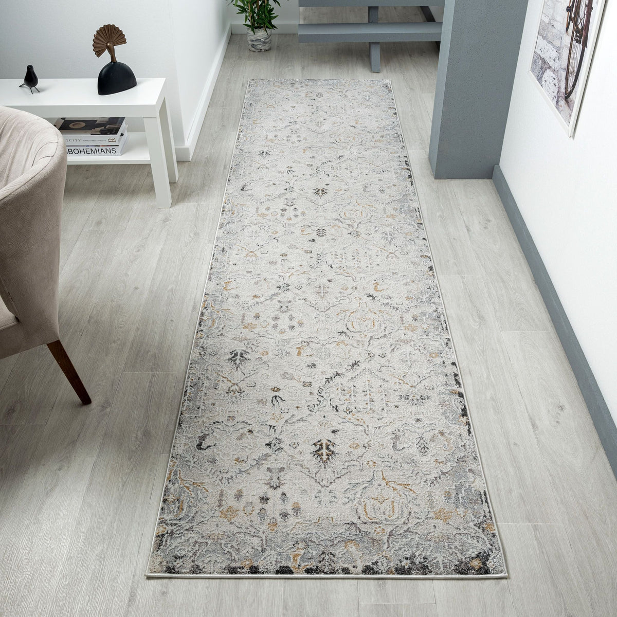 Easton 462 Silver Abstract, Transitional Hallway Runner