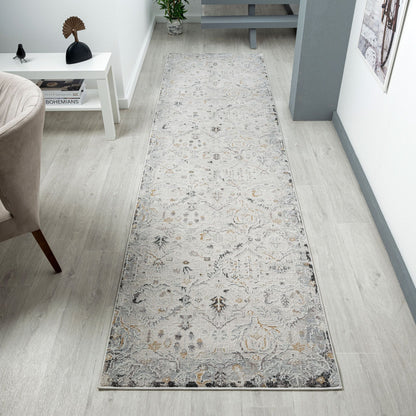Easton 462 Silver Abstract, Transitional Hallway Runner