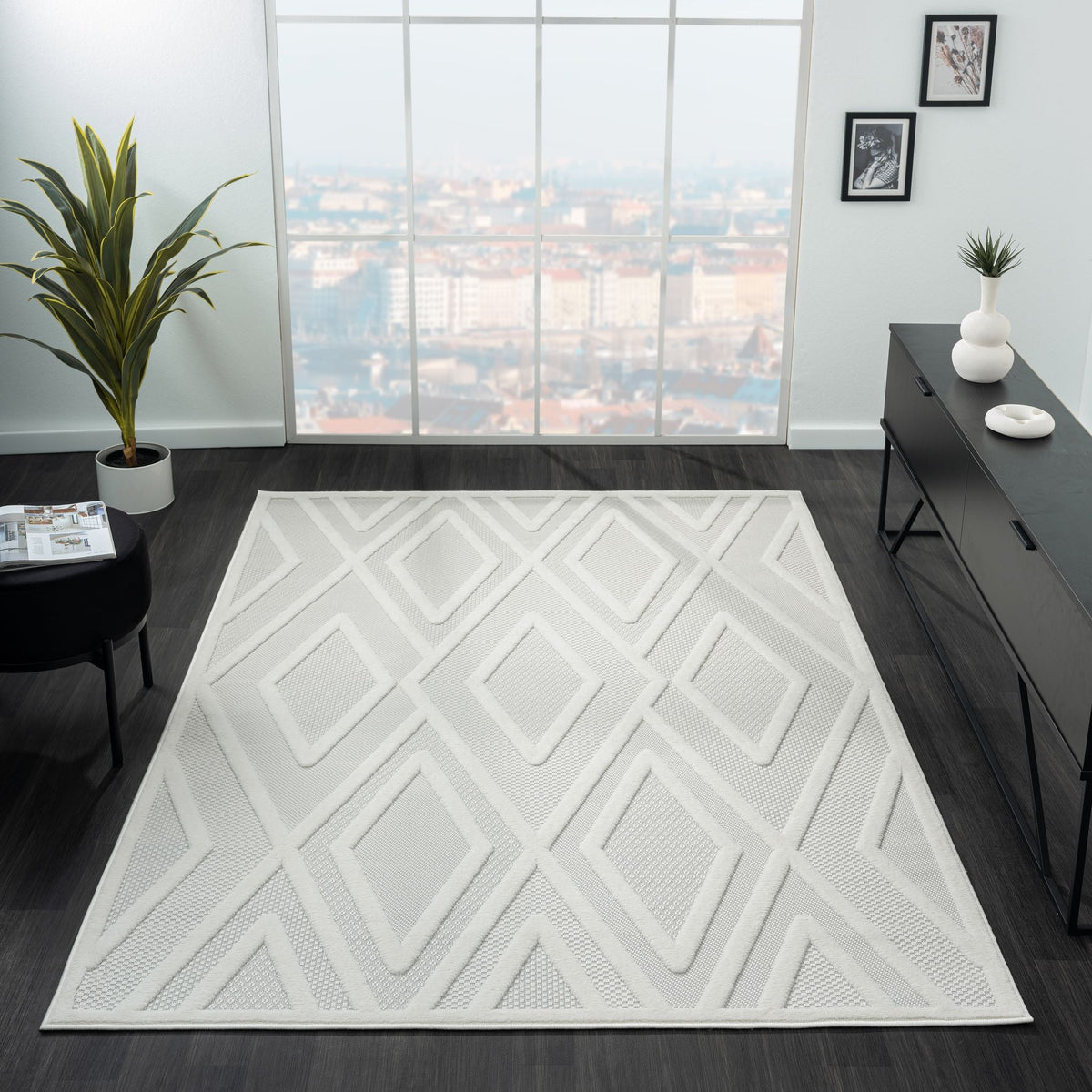 Calm 418 Frost Geometric Rug