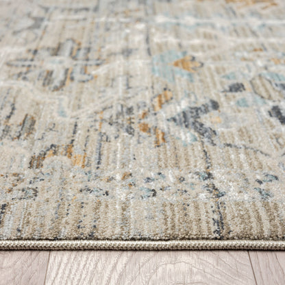 Aubrey 6755 Taupe Abstract, Traditional Hallway Runner