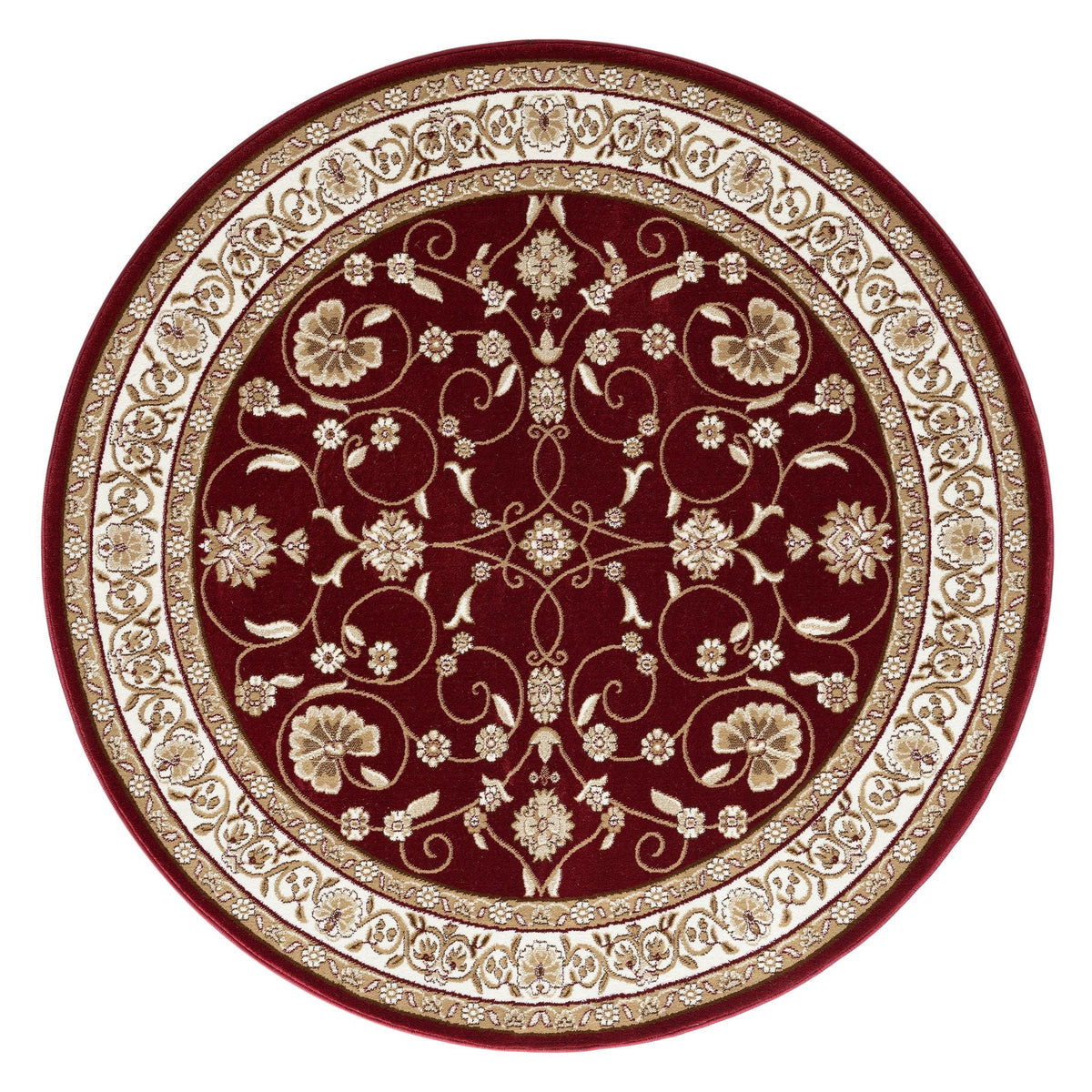 Estate 512 Red Traditional, Classic Round Rug