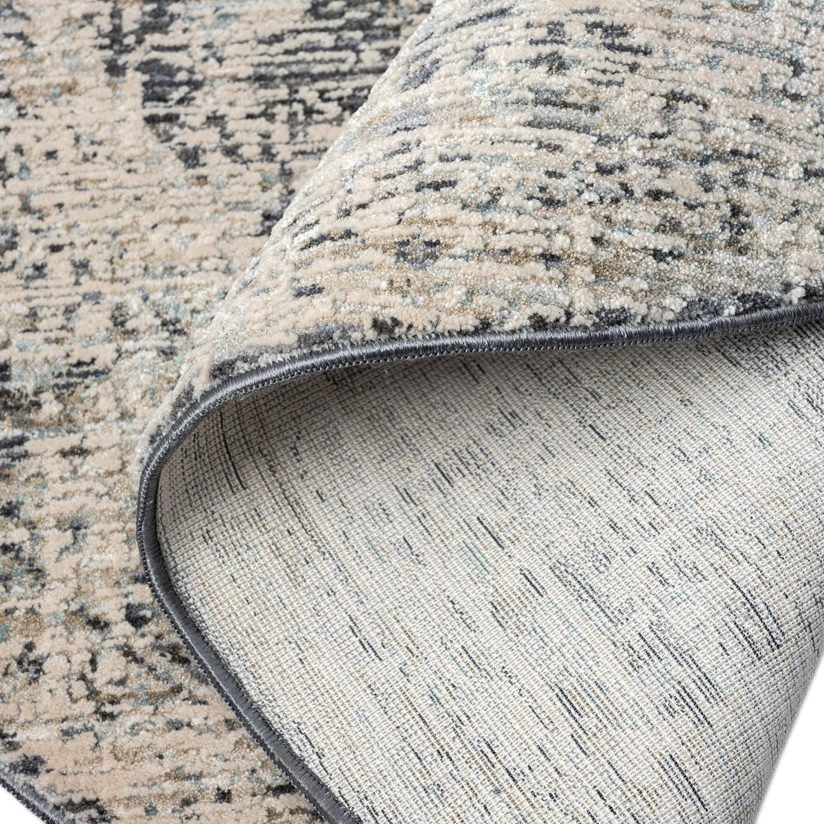 Aubrey 6739 Charcoal Abstract, Traditional Round Rug
