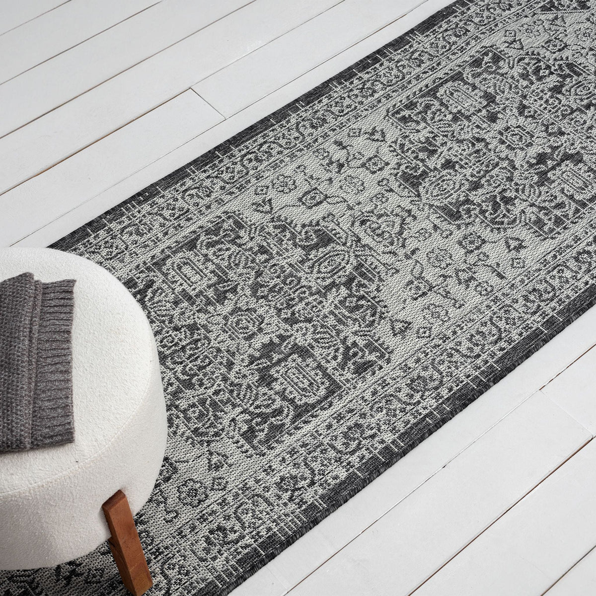 Alfresco 424 Slate Indoor Outdoor Indoor/Outdoor, Flatweave Hallway Runner