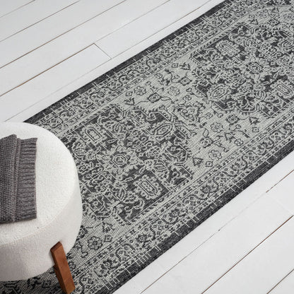 Alfresco 424 Slate Indoor Outdoor Indoor/Outdoor, Flatweave Hallway Runner
