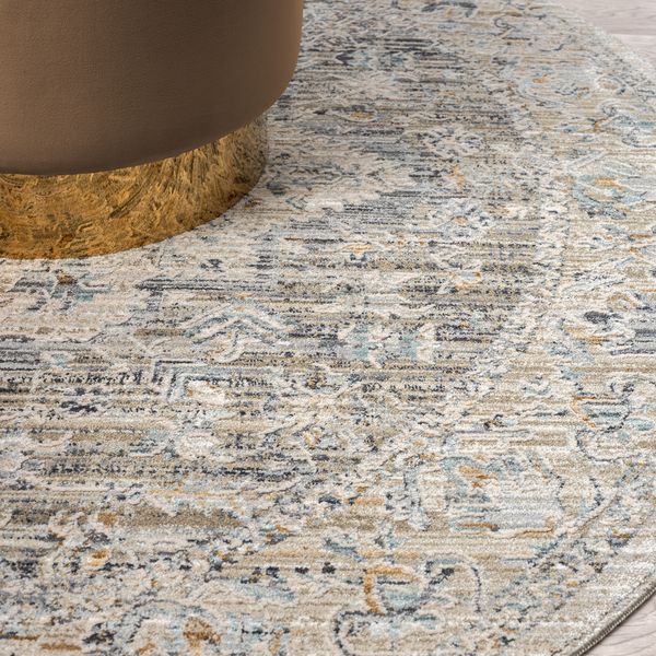Aubrey 6753 Taupe Abstract, Traditional Round Rug