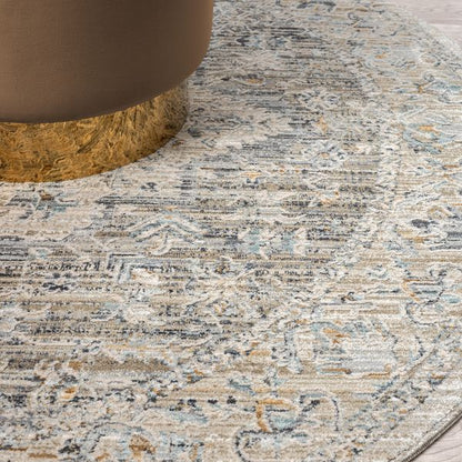 Aubrey 6753 Taupe Abstract, Traditional Round Rug