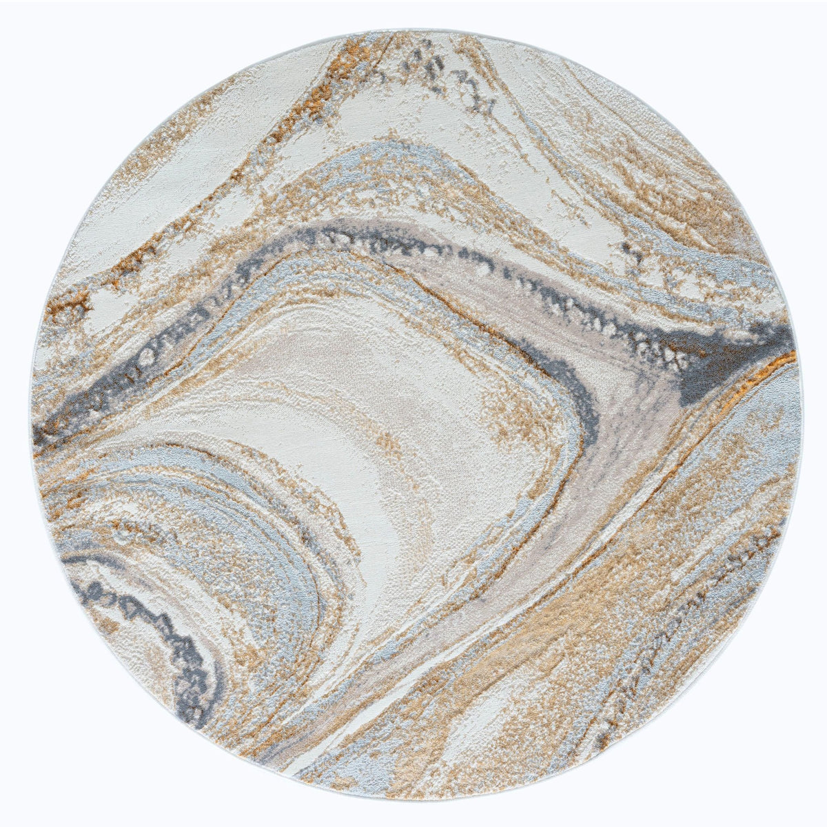 Amber 184 Sand Abstract, Geometric Round Rug