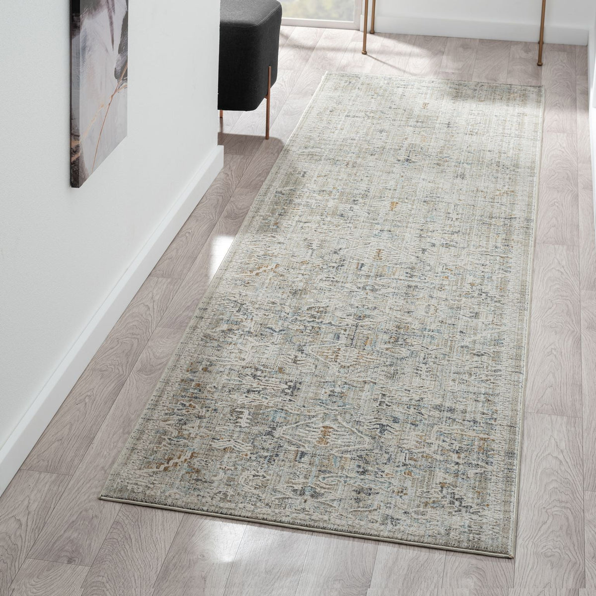 Aubrey 6755 Taupe Abstract, Traditional Hallway Runner