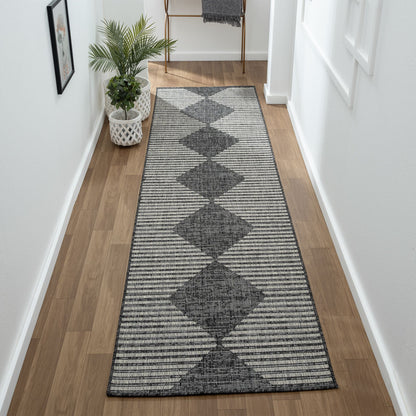Alfresco 425 Ebony Indoor Outdoor Indoor/Outdoor, Flatweave Hallway Runner