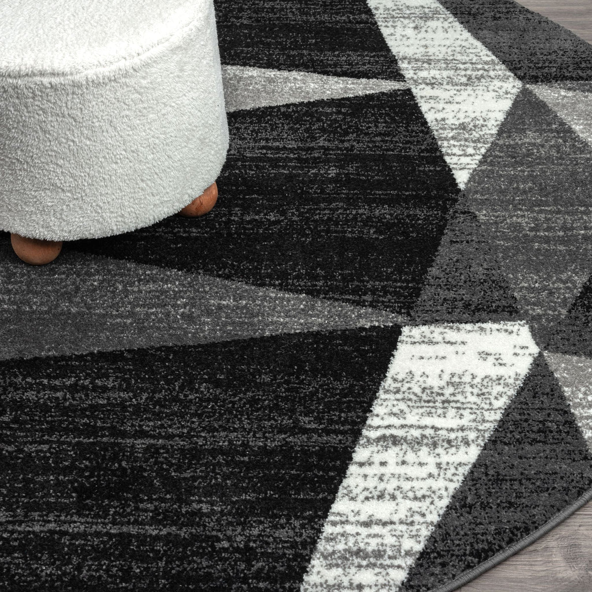 Adore 2301 Grey Abstract Round Rug