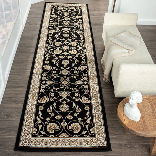 Estate 512 Black Traditional, Classic Hallway Runner
