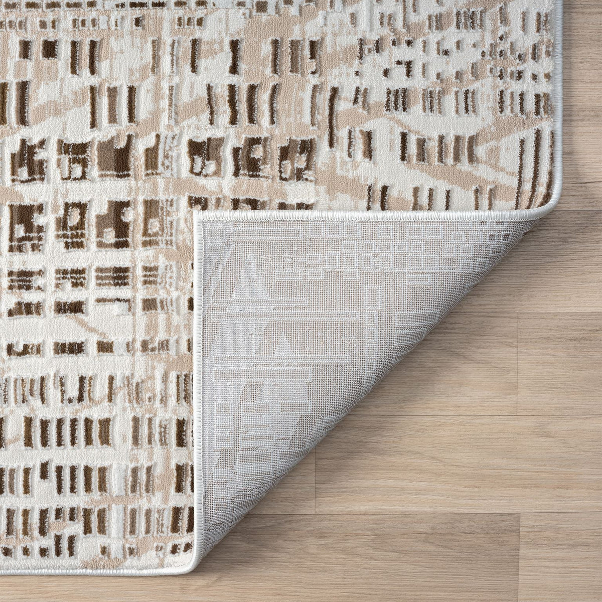 Fable 473 Taupe Abstract, Modern Hallway Runner