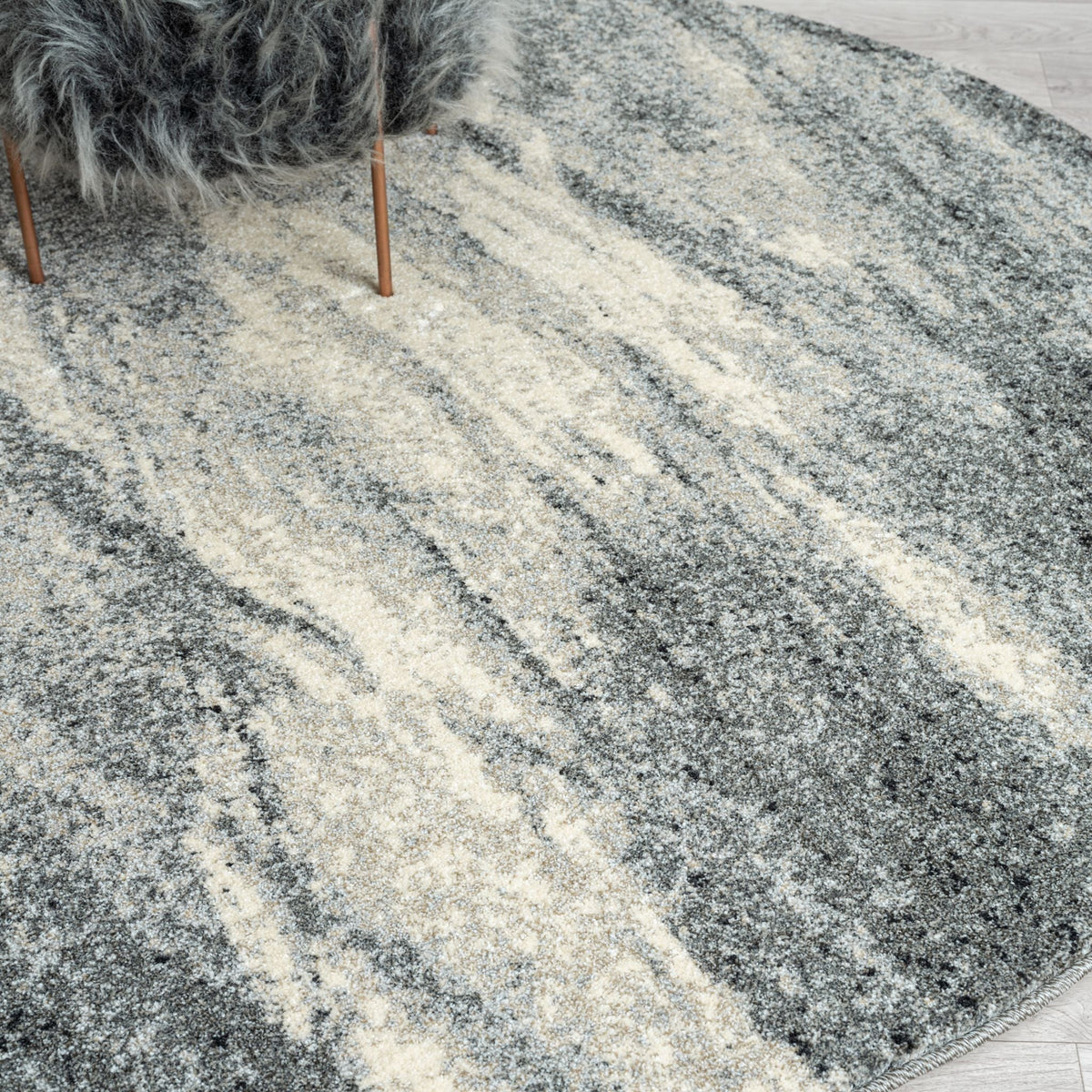 Astor 483 Ash Abstract Round Rug