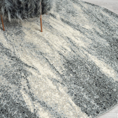 Astor 483 Ash Abstract Round Rug