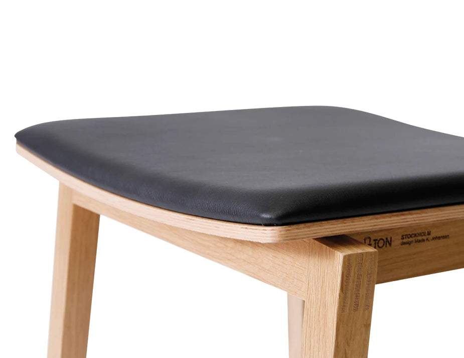 Stockholm Kitchen Stool - Natural Oak - Black Pad - by TON