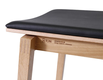 Stockholm Kitchen Stool - Natural Oak - Black Pad - by TON