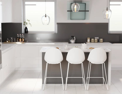 Pebble Stool White Upholstered Seat
