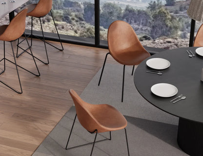Pebble Stool Brown Upholstered Vintage Seat