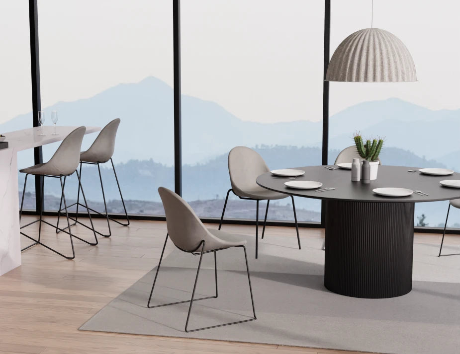 Pebble Stool Grey Upholstered Vintage Seat