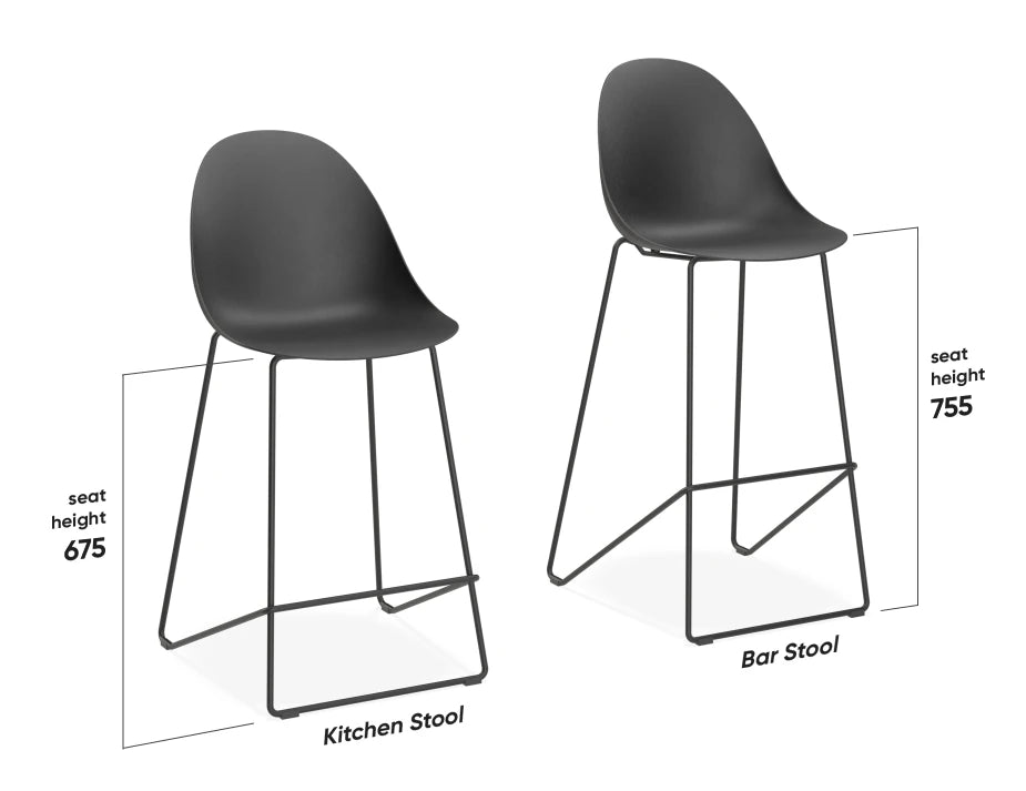 Pebble Stool Black Upholstered Vintage Seat