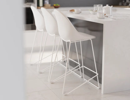 Pebble Stool White Upholstered Seat