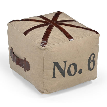 Pemberton Union Jack Leather & Canvas Ottoman 40cm