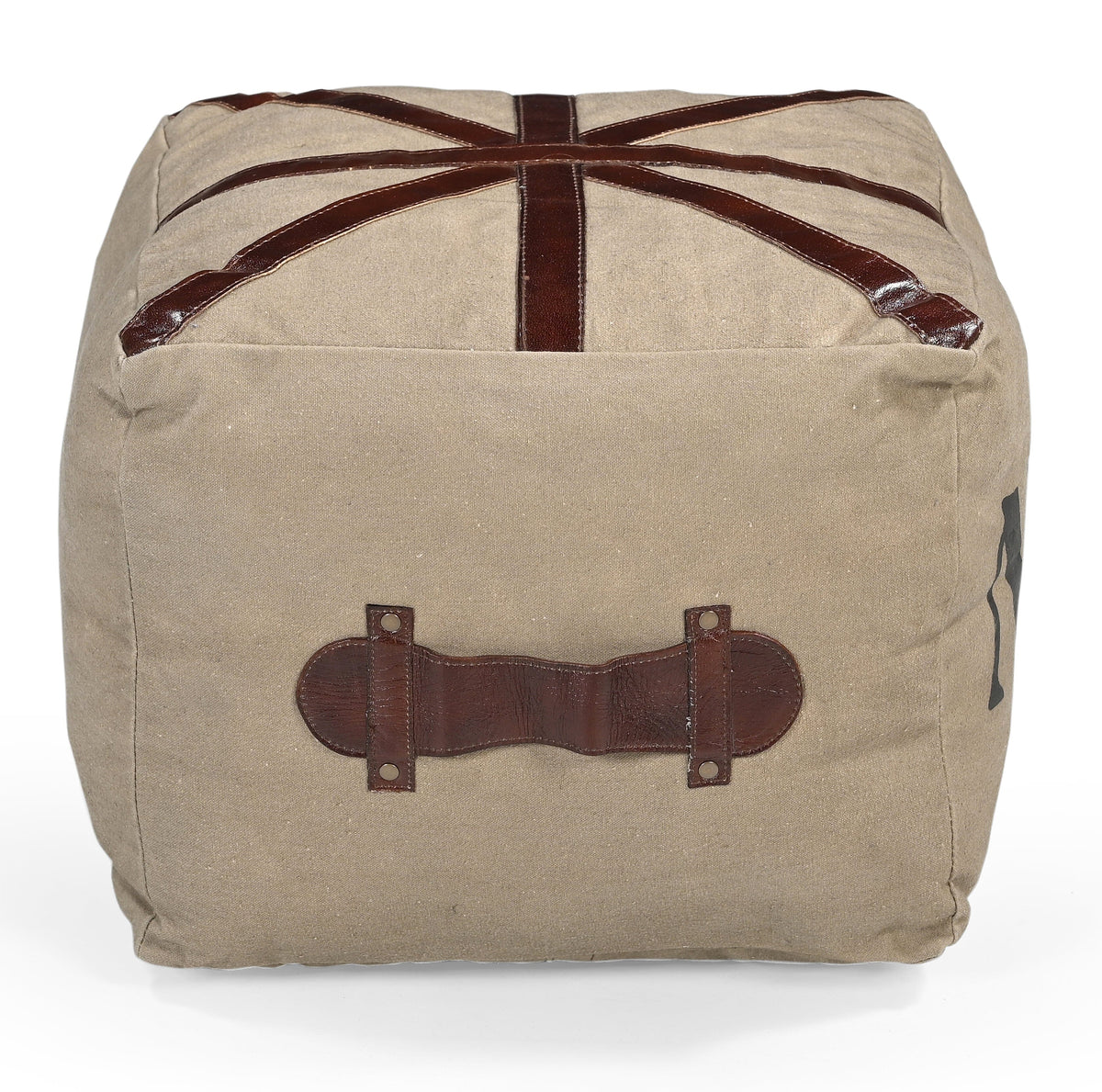 Pemberton Union Jack Leather & Canvas Ottoman 40cm