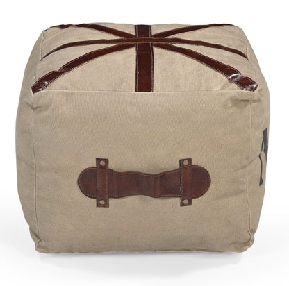 Pemberton Union Jack Leather & Canvas Ottoman 40cm