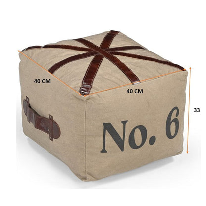 Pemberton Union Jack Leather & Canvas Ottoman 40cm